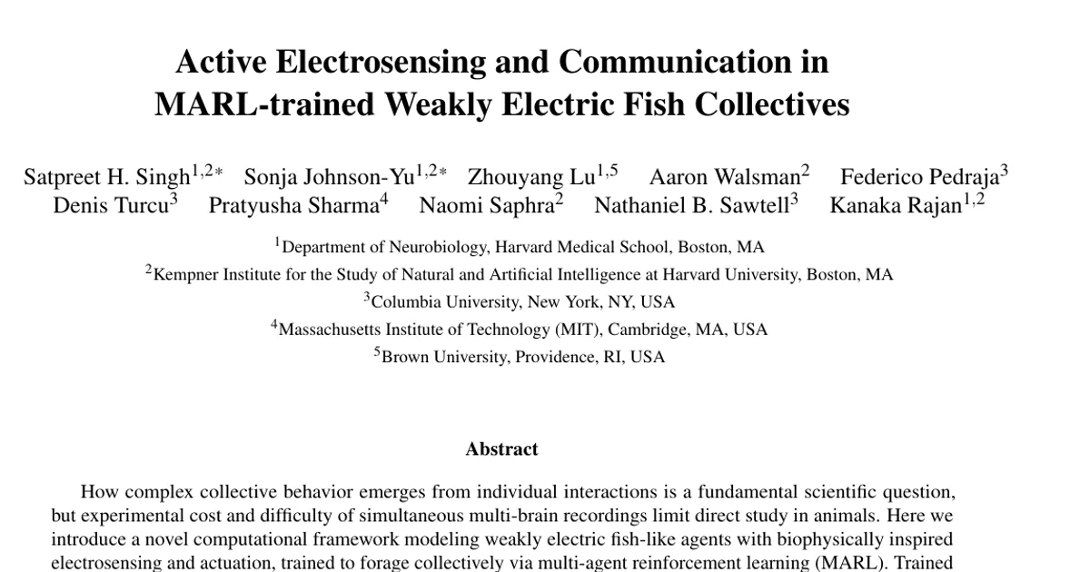 Active Electrosensing and Communication in MARL-trained Weakly Electric Fish Collectives
