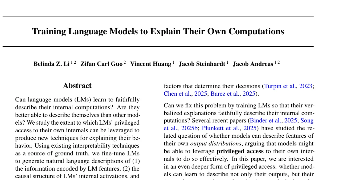 Training Language Models to Explain Their Own Computations