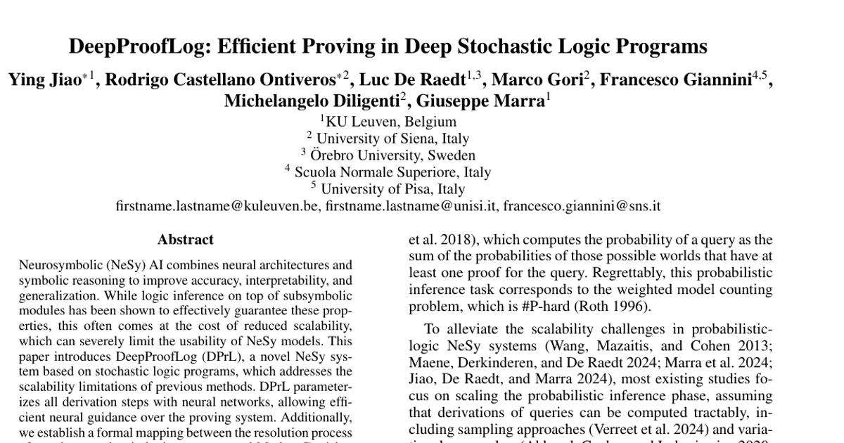 DeepProofLog: Efficient Proving in Deep Stochastic Logic Programs