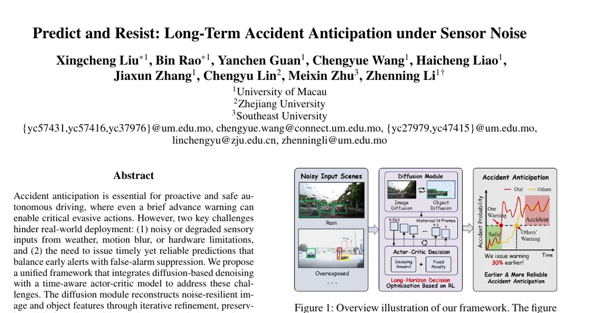 Predict and Resist: Long-Term Accident Anticipation under Sensor Noise