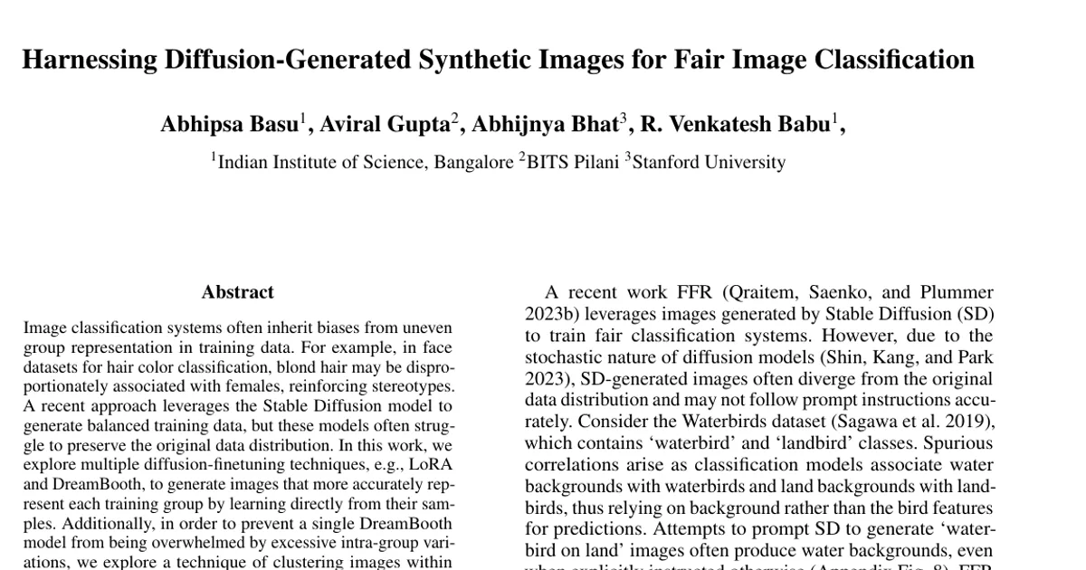 Harnessing Diffusion-Generated Synthetic Images for Fair Image Classification