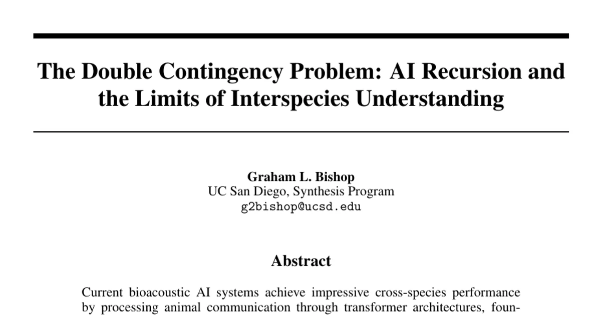 The Double Contingency Problem: AI Recursion and the Limits of Interspecies Understanding