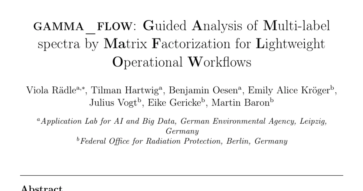 GAMMA_FLOW: Guided Analysis of Multi-label spectra by MAtrix Factorization for Lightweight Operational Workflows