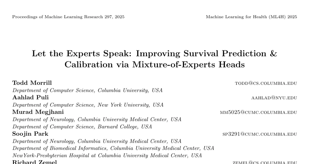 Let the Experts Speak: Improving Survival Prediction & Calibration via Mixture-of-Experts Heads