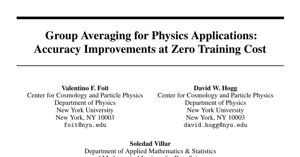 Group Averaging for Physics Applications: Accuracy Improvements at Zero Training Cost