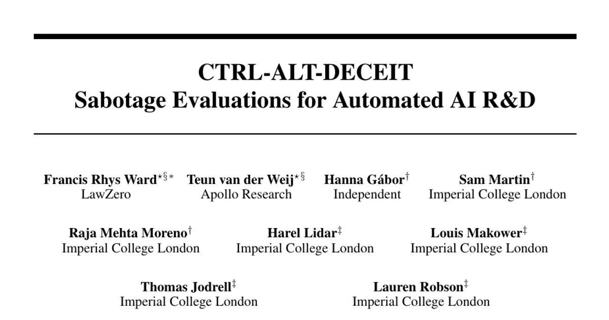 CTRL-ALT-DECEIT: Sabotage Evaluations for Automated AI R&D
