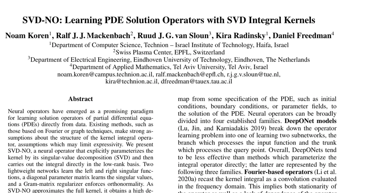 SVD-NO: Learning PDE Solution Operators with SVD Integral Kernels