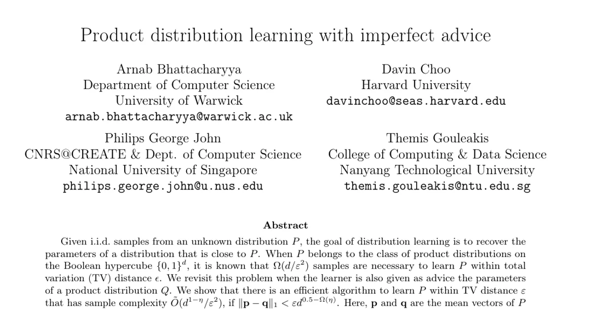 Product distribution learning with imperfect advice