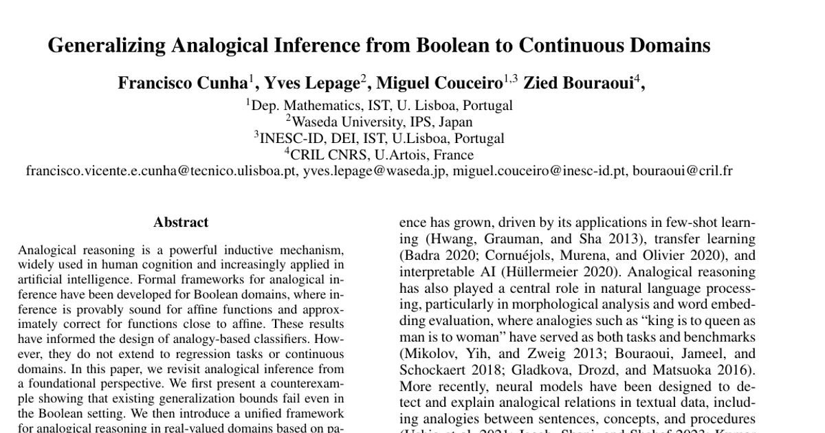Generalizing Analogical Inference from Boolean to Continuous Domains