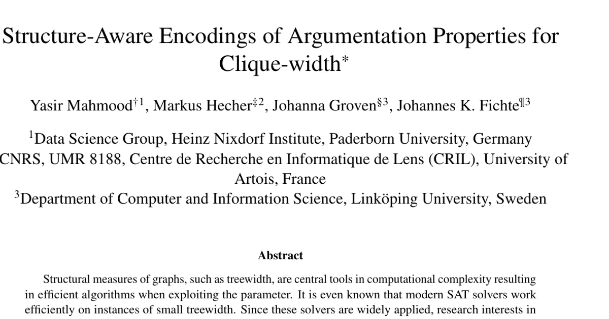 Structure-Aware Encodings of Argumentation Properties for Clique-width