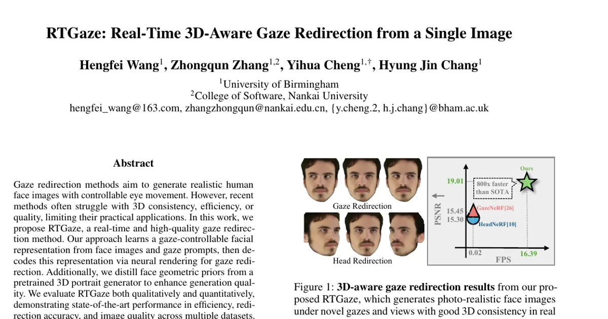 RTGaze: Real-Time 3D-Aware Gaze Redirection from a Single Image
