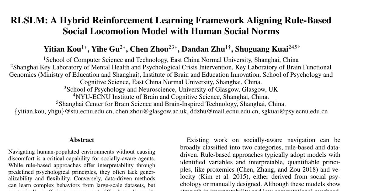 RLSLM: A Hybrid Reinforcement Learning Framework Aligning Rule-Based Social Locomotion Model with Human Social Norms