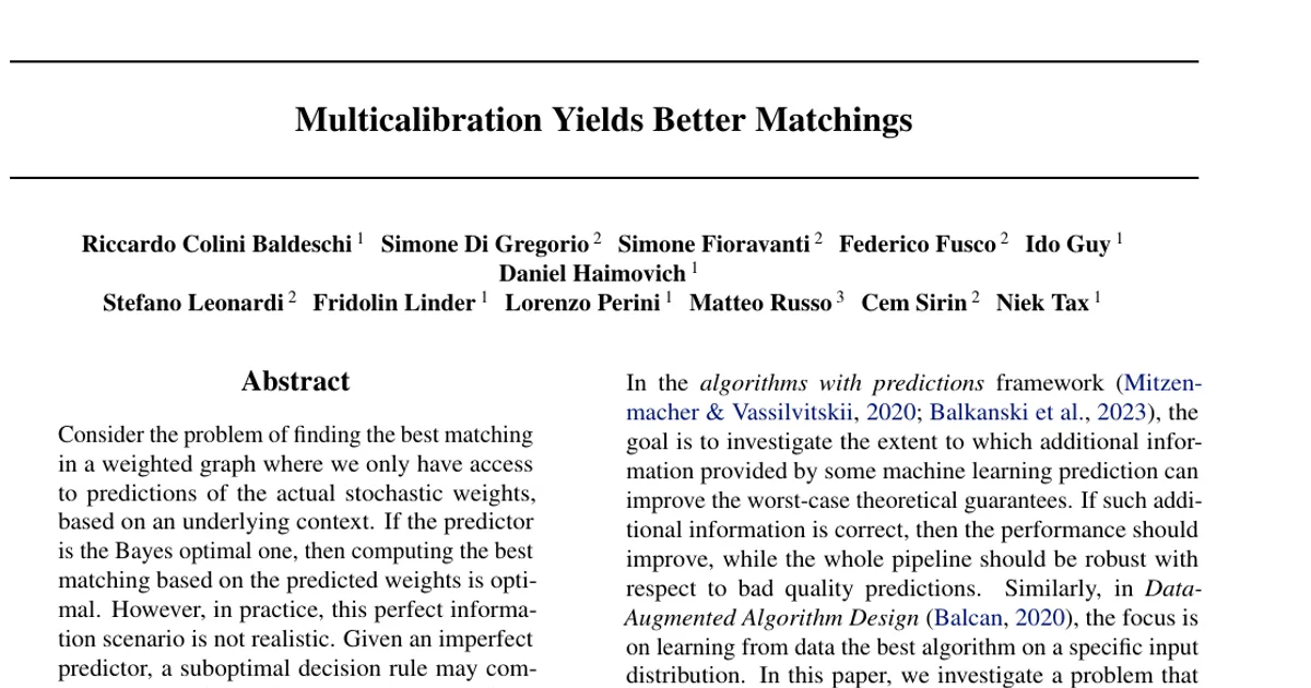 Multicalibration Yields Better Matchings