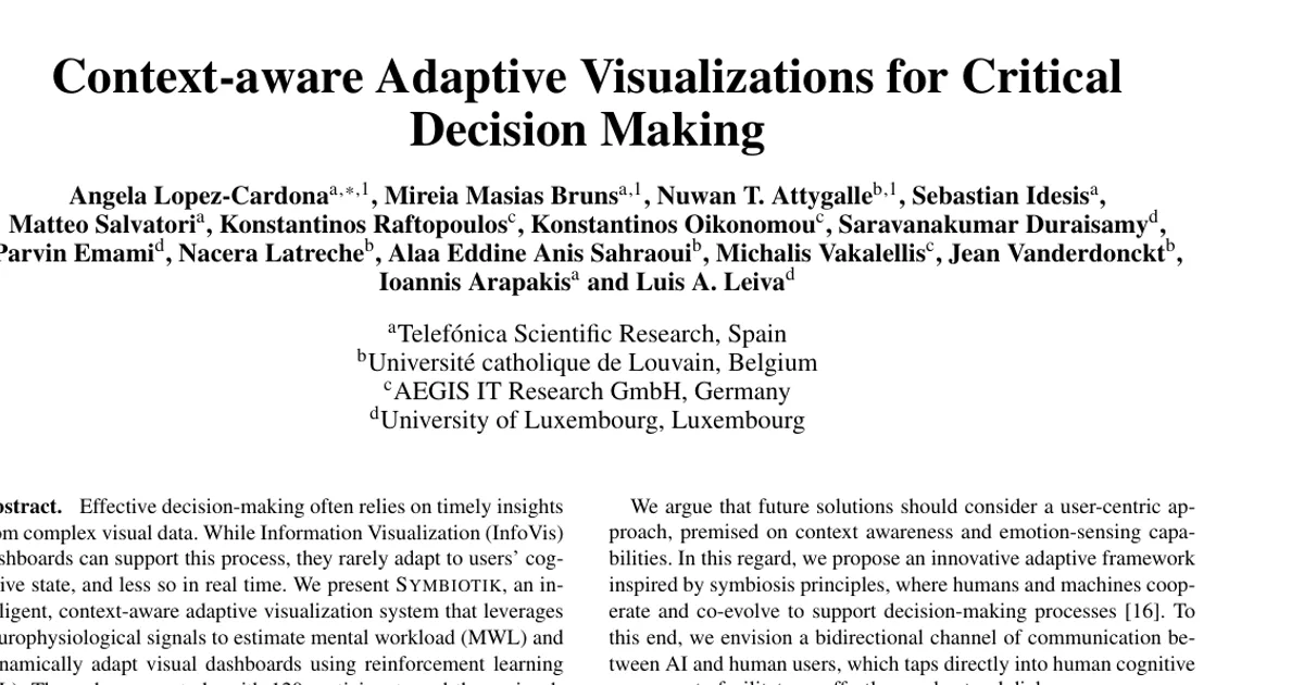 Context-aware Adaptive Visualizations for Critical Decision Making