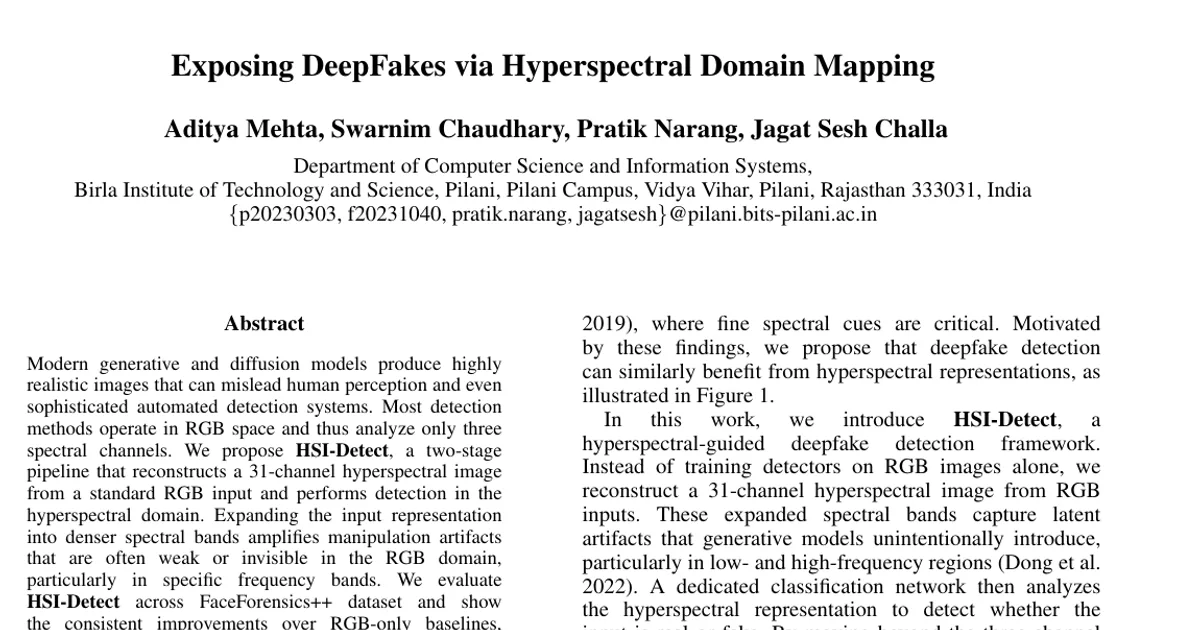 Exposing DeepFakes via Hyperspectral Domain Mapping