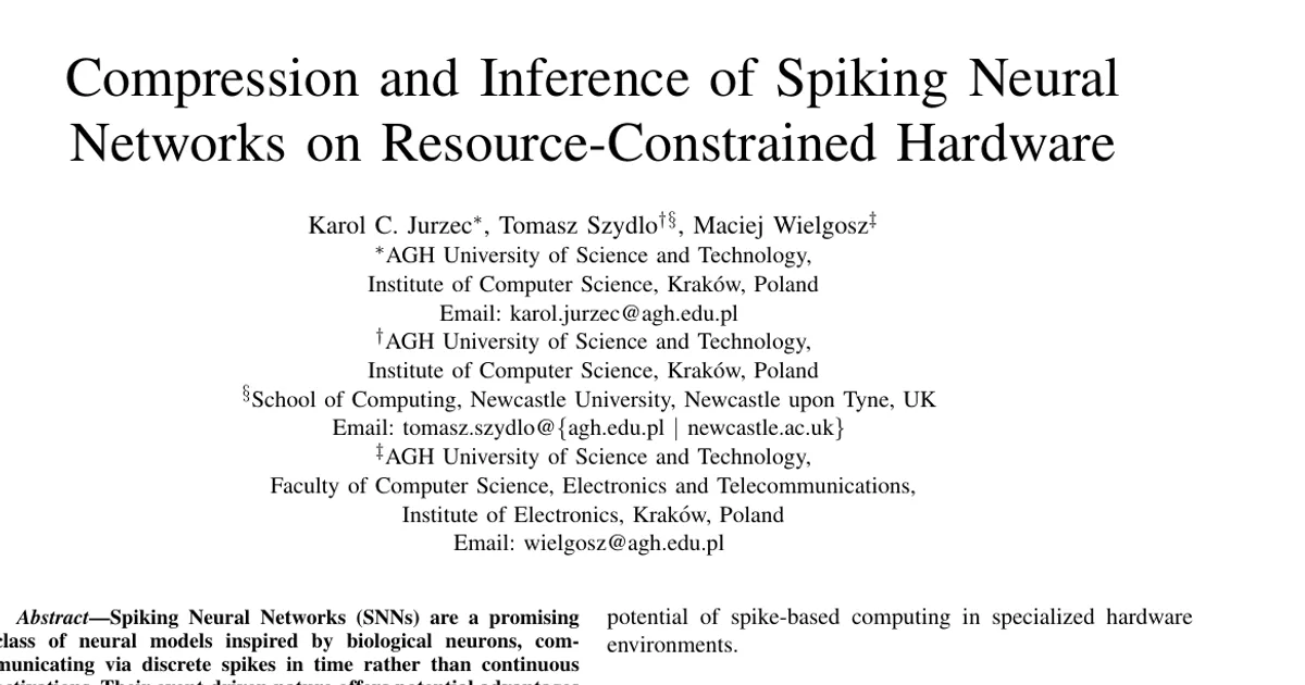 Compression and Inference of Spiking Neural Networks on Resource-Constrained Hardware