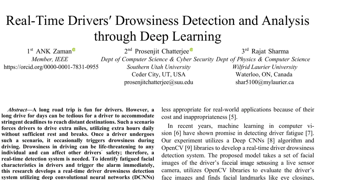 Real-Time Drivers' Drowsiness Detection and Analysis through Deep Learning