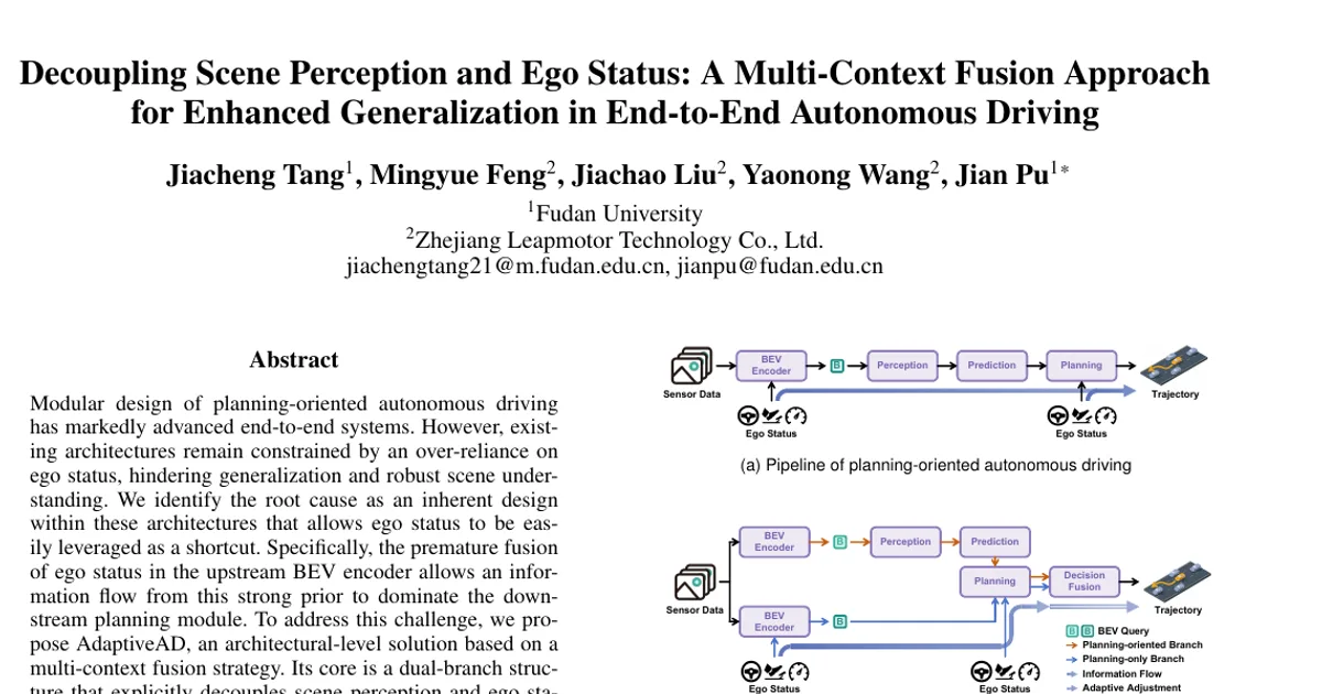 Decoupling Scene Perception and Ego Status: A Multi-Context Fusion Approach for Enhanced Generalization in End-to-End Autonomous Driving