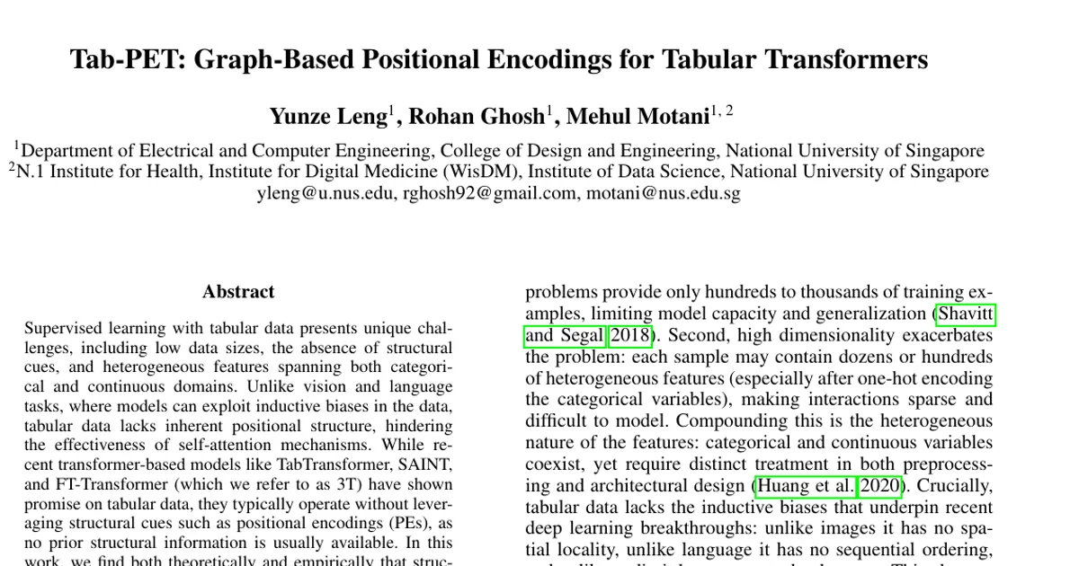 Tab-PET: Graph-Based Positional Encodings for Tabular Transformers
