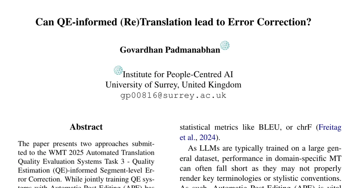 Can QE-informed (Re)Translation lead to Error Correction?