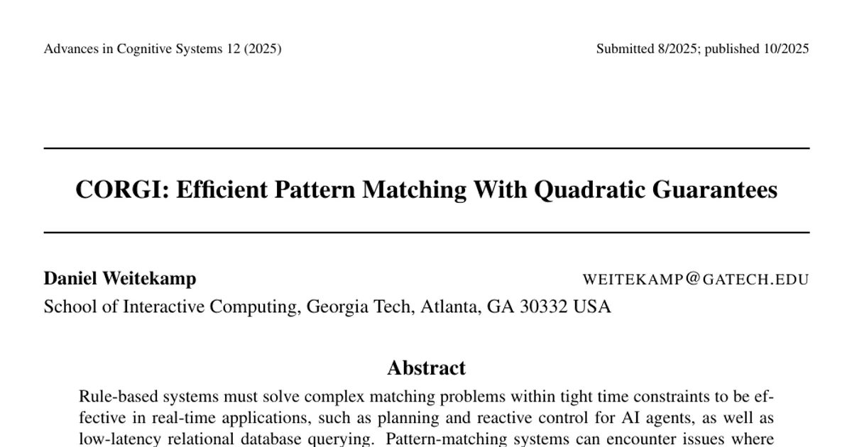 CORGI: Efficient Pattern Matching With Quadratic Guarantees
