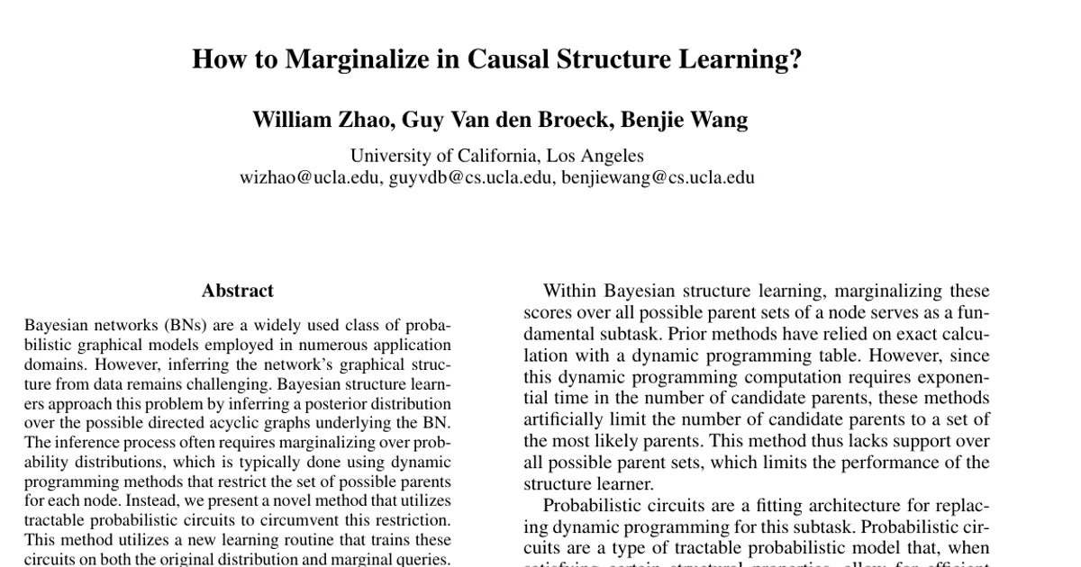 How to Marginalize in Causal Structure Learning?