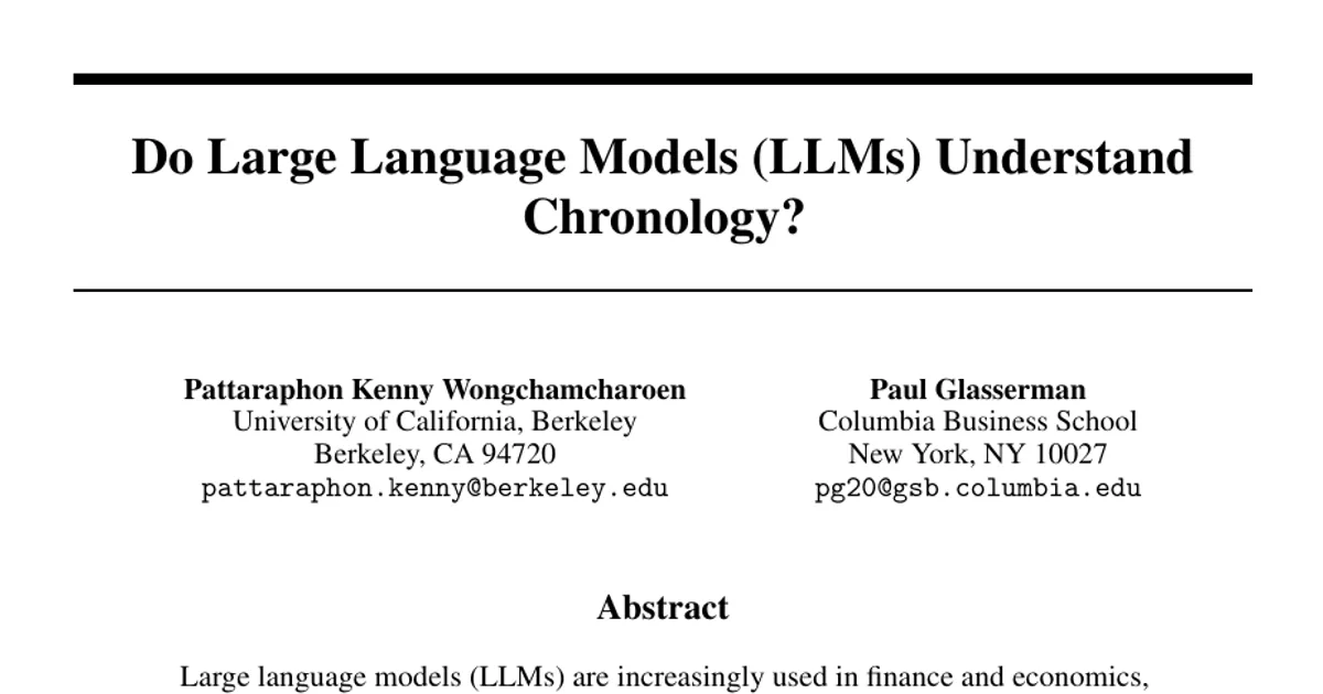 Do Large Language Models (LLMs) Understand Chronology?