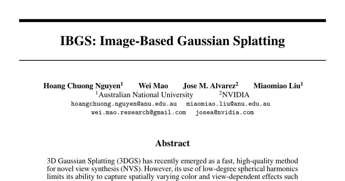 IBGS: Image-Based Gaussian Splatting
