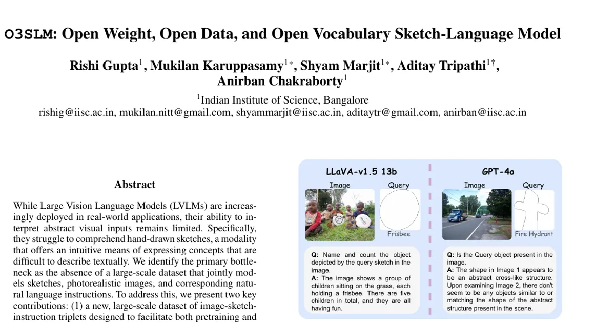 O3SLM: Open Weight, Open Data, and Open Vocabulary Sketch-Language Model
