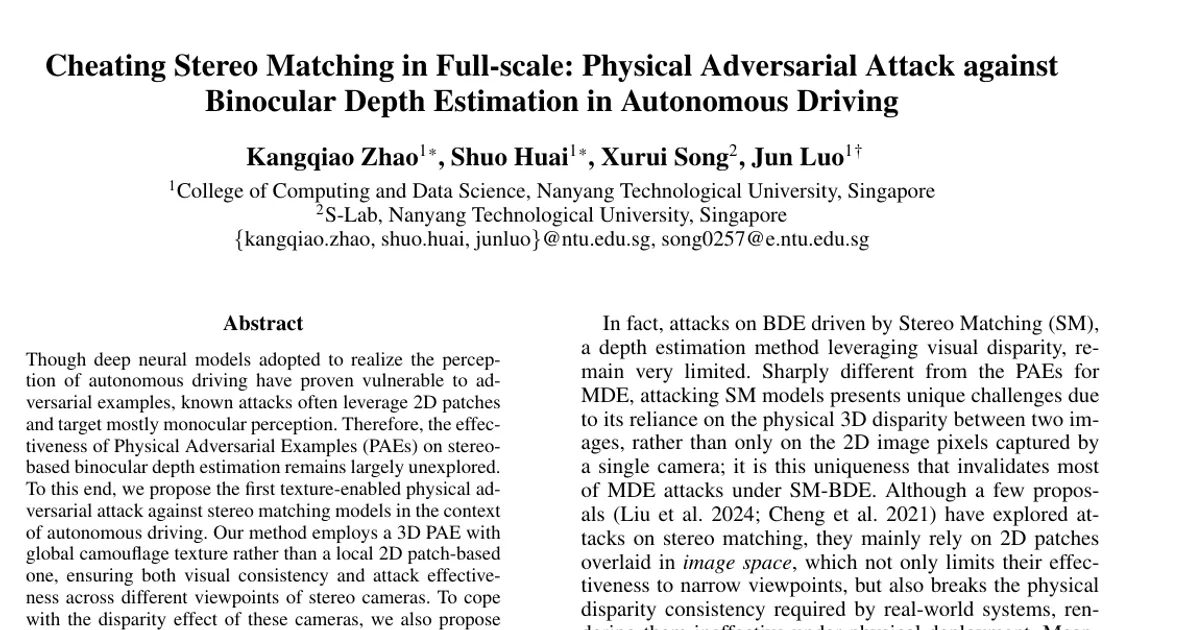 Cheating Stereo Matching in Full-scale: Physical Adversarial Attack against Binocular Depth Estimation in Autonomous Driving