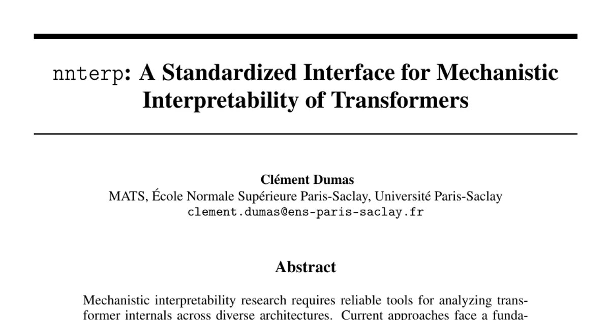 nnterp: A Standardized Interface for Mechanistic Interpretability of Transformers