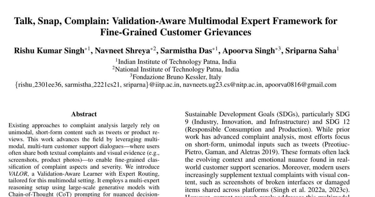 Talk, Snap, Complain: Validation-Aware Multimodal Expert Framework for Fine-Grained Customer Grievances