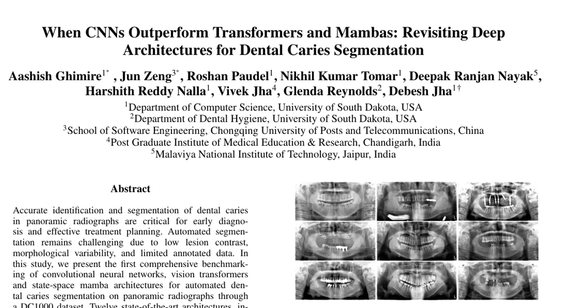 When CNNs Outperform Transformers and Mambas: Revisiting Deep Architectures for Dental Caries Segmentation