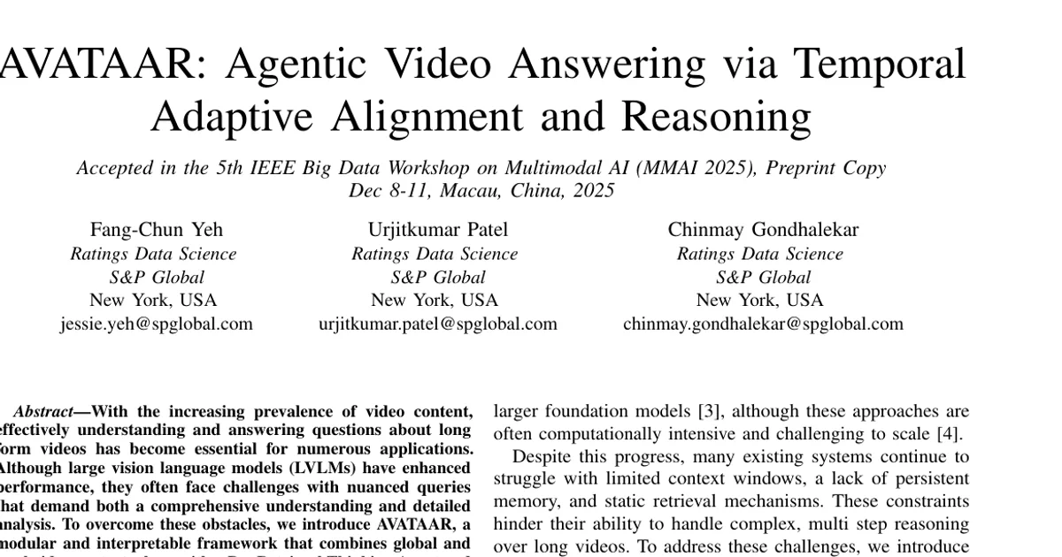 AVATAAR: Agentic Video Answering via Temporal Adaptive Alignment and Reasoning
