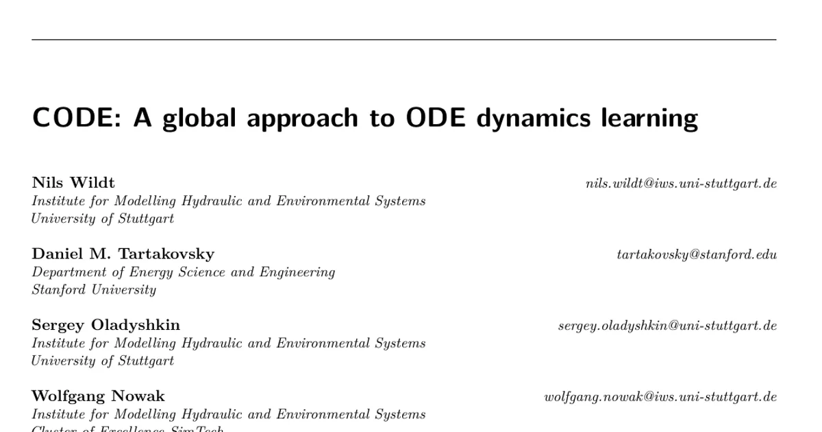CODE: A global approach to ODE dynamics learning