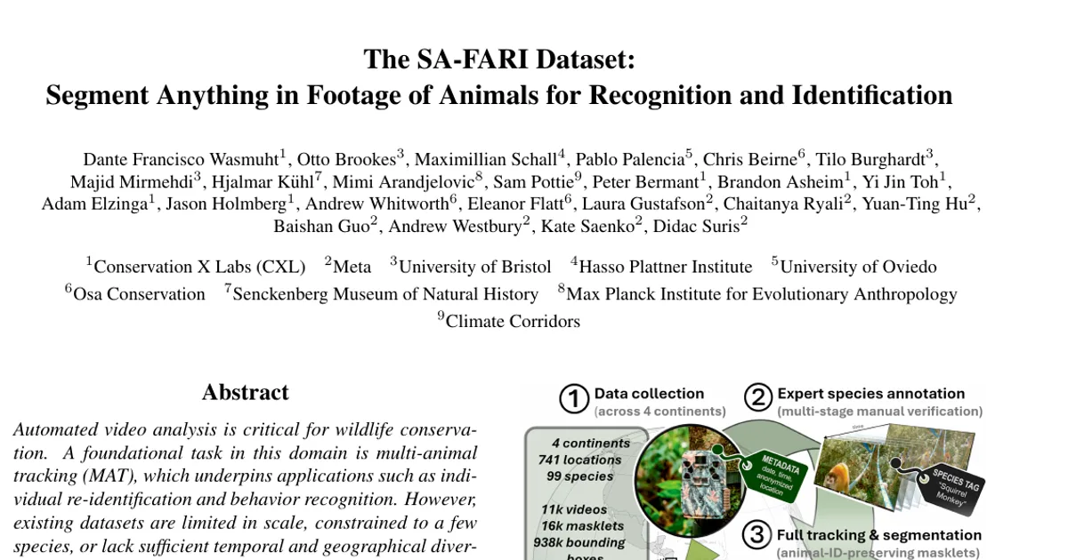 The SA-FARI Dataset: Segment Anything in Footage of Animals for Recognition and Identification