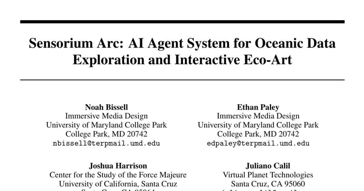 Sensorium Arc: AI Agent System for Oceanic Data Exploration and Interactive Eco-Art