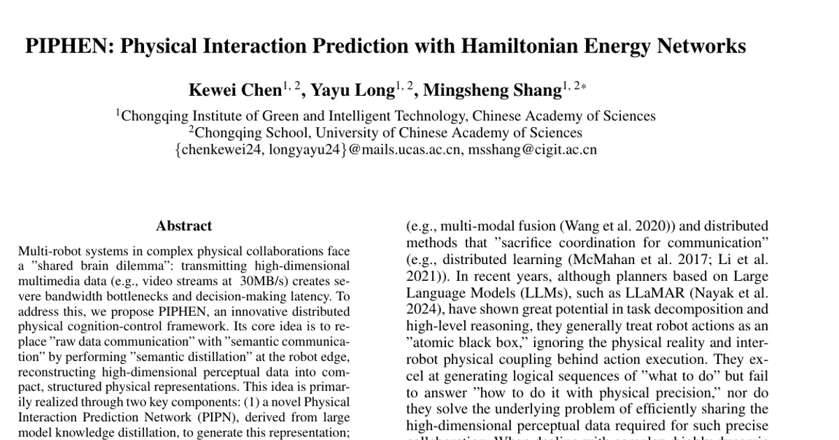 PIPHEN: Physical Interaction Prediction with Hamiltonian Energy Networks