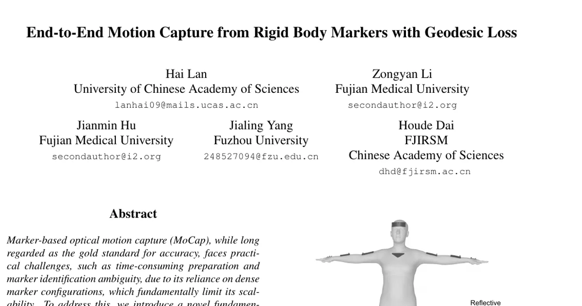 End-to-End Motion Capture from Rigid Body Markers with Geodesic Loss
