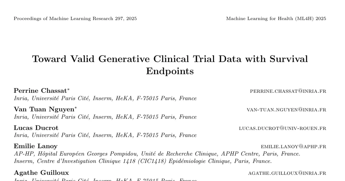Toward Valid Generative Clinical Trial Data with Survival Endpoints