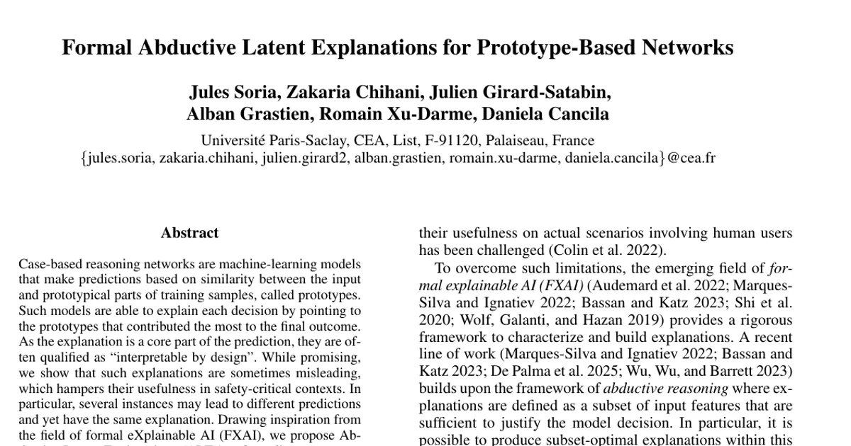 Formal Abductive Latent Explanations for Prototype-Based Networks