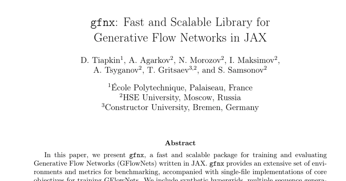 gfnx: Fast and Scalable Library for Generative Flow Networks in JAX