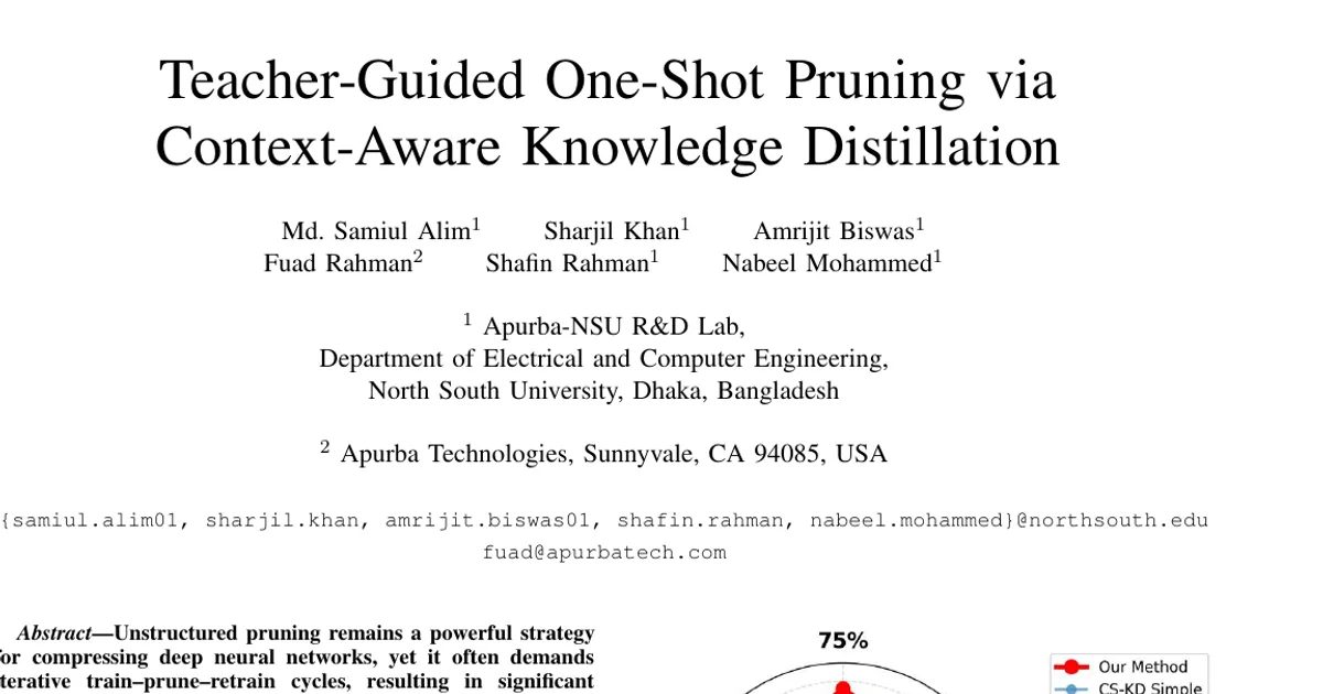 Teacher-Guided One-Shot Pruning via Context-Aware Knowledge Distillation