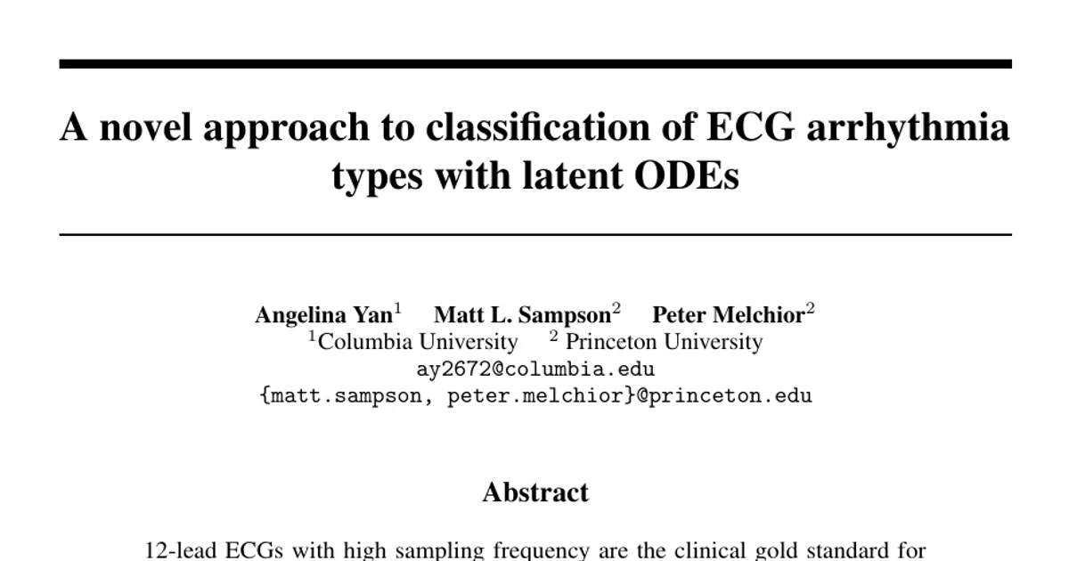 A novel approach to classification of ECG arrhythmia types with latent ODEs