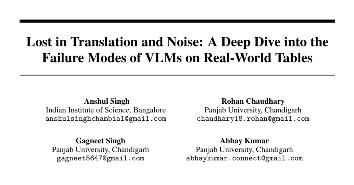 Lost in Translation and Noise: A Deep Dive into the Failure Modes of VLMs on Real-World Tables