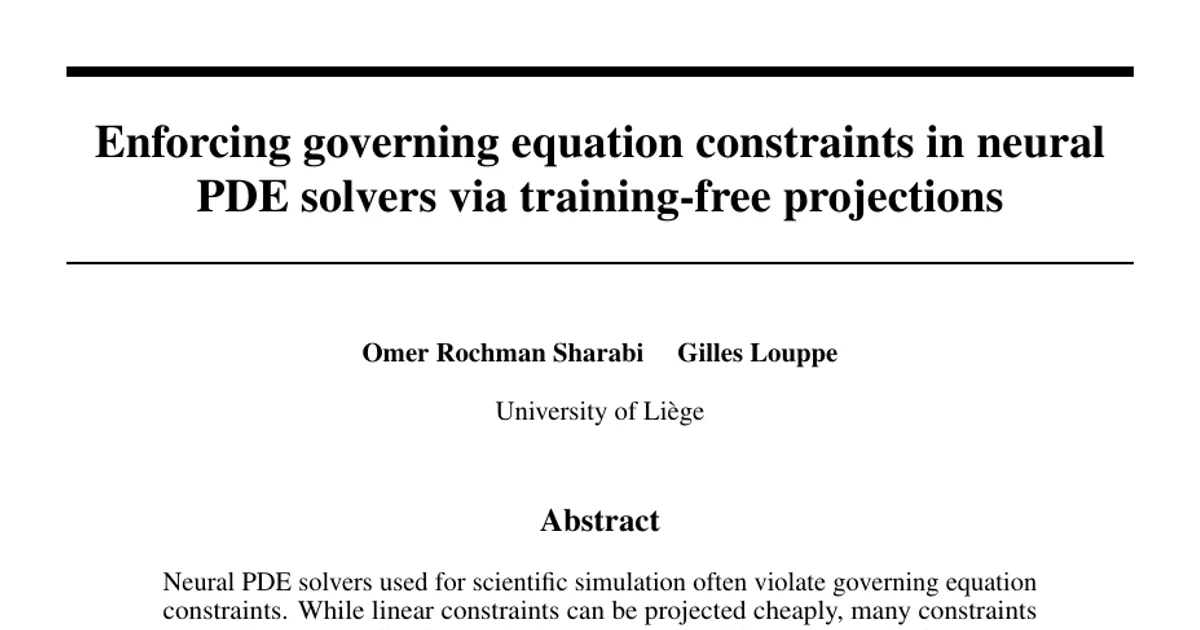 Enforcing governing equation constraints in neural PDE solvers via training-free projections