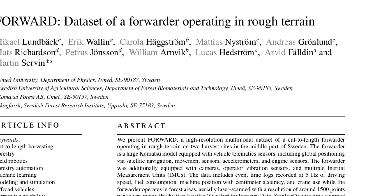 FORWARD: Dataset of a forwarder operating in rough terrain