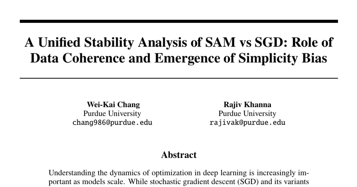 A Unified Stability Analysis of SAM vs SGD: Role of Data Coherence and Emergence of Simplicity Bias