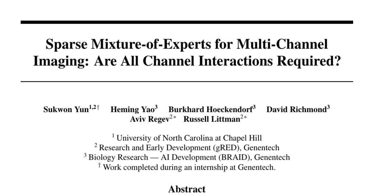 Sparse Mixture-of-Experts for Multi-Channel Imaging: Are All Channel Interactions Required?