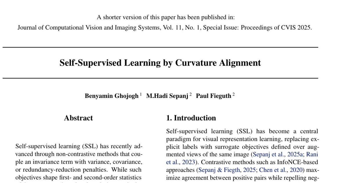 Self-Supervised Learning by Curvature Alignment